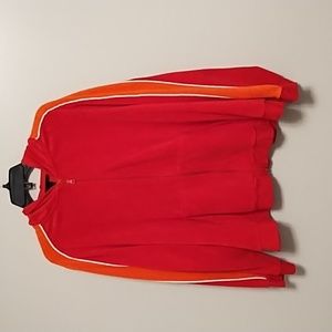 Red/ Orange and White Terry cloth sweat jacket